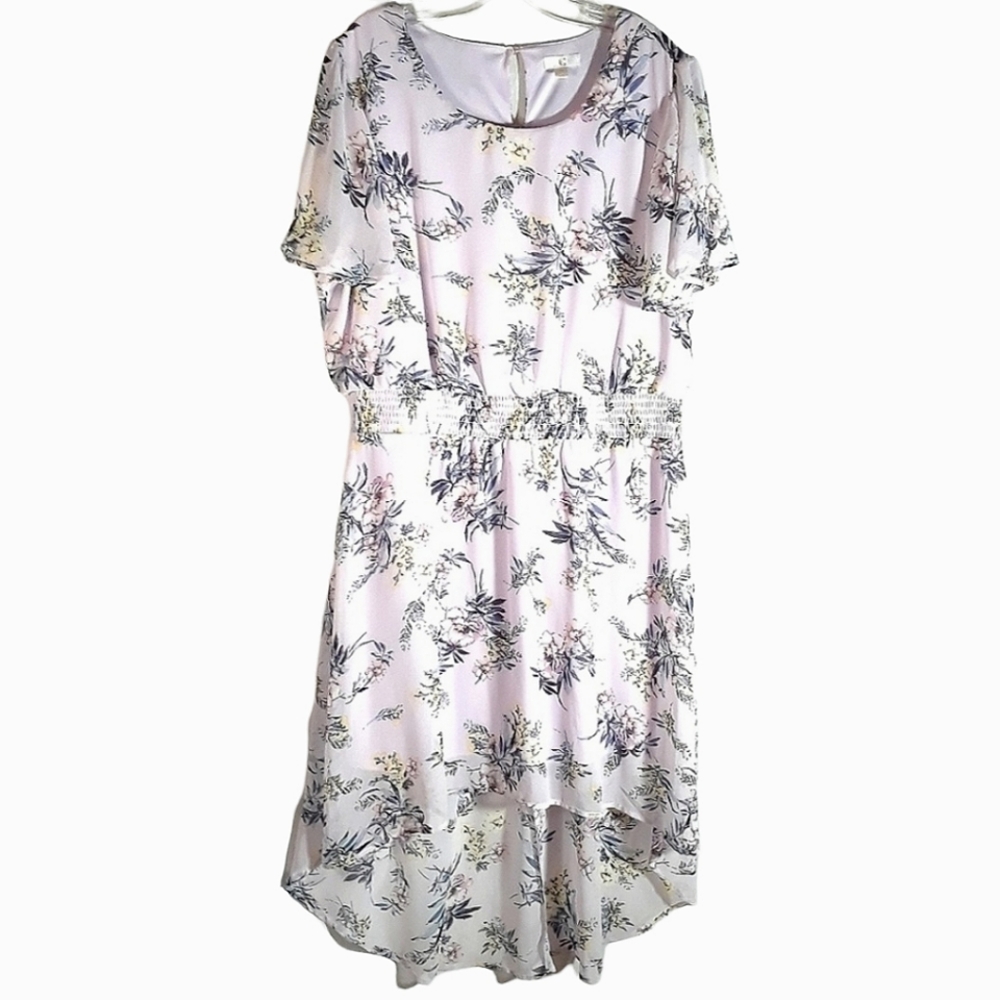 C pale purple floral high low dress